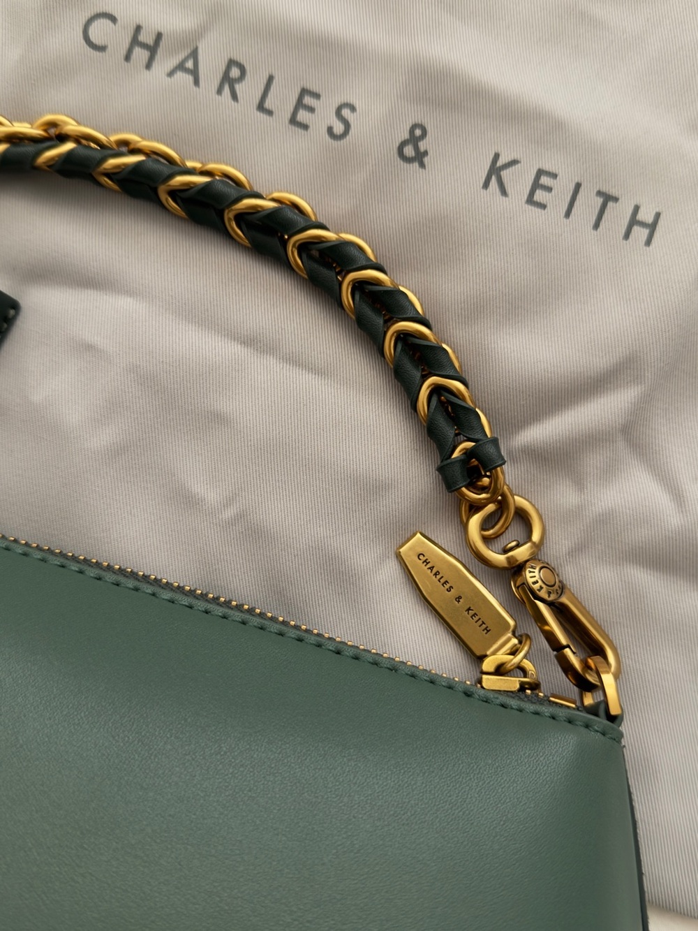 Charles & Keith Green Leather/Suede Crossbody Bag -NEW WITH TAG - Picture 5 of 7